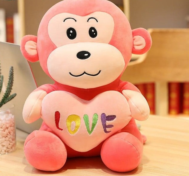 peluche-singe-rose