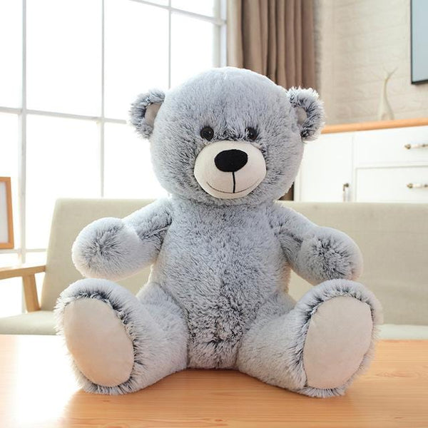 Ours en peluche « I Love You » - Grand jouet gris en peluche doux tenant un